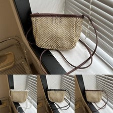 Bolso cuadrado suave monocromático bolsa de paja para ocio para todo el año