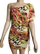 Vestido para mujer Alberto Makali talla M multicolor jersey ceñido al cuerpo un hombro NUEVO B10