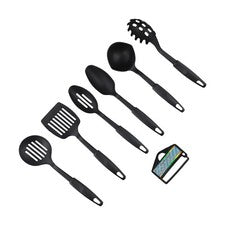 Juego de utensilios de cocina de silicona antiadherente de 6 piezas negro