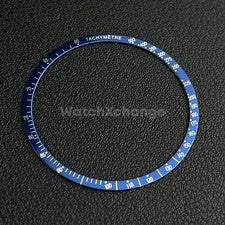 Bisel de reloj plano de aluminio azul y plata con inserción de 38,5 mm para relojes de cuarzo VK63