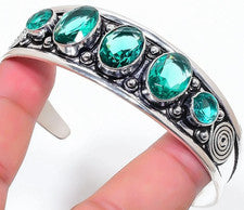 PULSERA P A R A I B A T U R M A L I N (ABIERTA) PLATA DE LEY 925 HECHA A MANO