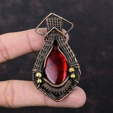 Colgante envuelto en alambre de dama de honor regalo de cobre labradorita de fuego rojo 2,83"