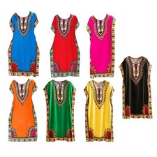 Vestido largo de mujer mangas de murciélago hasta la rodilla ropa africana casual