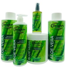 Kit de cuidado del cabello orgánico Orion Aloe Vera 5 pasos champú mascarilla bálsamo aceite sin enjuague