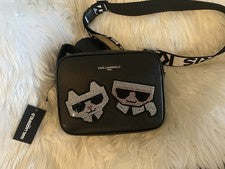 Bolso Bandolera Karl Lagerfeld Para Mujer MAYBELLE Estrás Dúo Cámara Negro/Multi