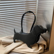 Bolsa de transporte de perro salchicha, bolsa de perro salchicha texturizada de cuero sintético para mujer