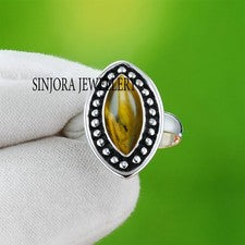 Anillo de regalo hecho a mano de plata esterlina 925 con piedras preciosas ojo de tigre talla 5 a 13 de EE. UU.