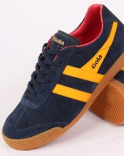Entrenador de gamuza Gola Harrier azul marino/amarillo dorado