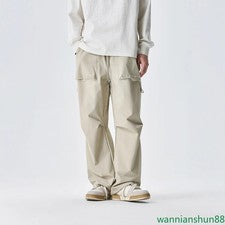 Pantalones cargo largos retro estilo japonés para hombre pantalones de exterior de gran tamaño con cordón
