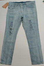 Pantalones de mezclilla clásicos de moda para hombre 38 relajados con agujeros para piernas cónicas bolsillo con agujero