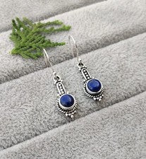 Pendientes colgantes de plata de ley 925 azul lapislázuli joyas genuinas para mujer