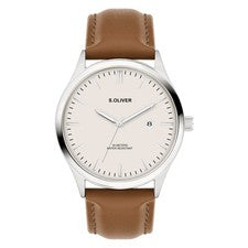 s.Oliver Reloj Pulsera Hombre Cuero SO-4426-LQ Analógico 42 mm Plata
