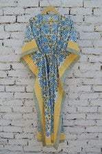 Vestido largo caftán floral bloque a mano 100 % GRATIS DE TARIFAS✅0 % CARGA 100 % algodón KF-96*