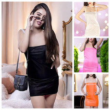 Elegante conjunto de mini vestido ceñido al cuerpo para mujer - 4 colores tela de lycra ropa de fiesta sexy