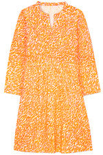 Vestido para mujer - Vestido naranja estampado animal - Vestido midi - Algodón - XL