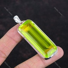 Colgante facetado topacio limón plata de ley 925 piedras preciosas hechas a mano joyería decente