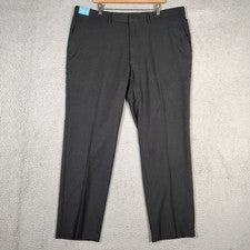 Pantalones Haggar Para Hombre 42x32 Negro Elastizado Ajuste A Medida Traje de Rendimiento de Viaje Nuevo con Etiquetas
