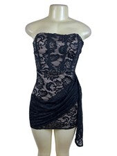 Mini Vestido Moda Nova Para Mujer Negro Encaje Sin Tirantes Talla S - Nuevo
