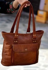 Bolso Tote De Piel De Cabra Para Mujeres, Confiable, Hecho A Mano, Amplio 16x12"