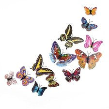 12 piezas calcomanías de pared 3D luminosas mariposas calcomanías de doble capa decoración de arte para el hogar