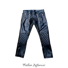 Pantalones gay de cuero genuino de piel de oveja acolchados de cuero negro para hombre
