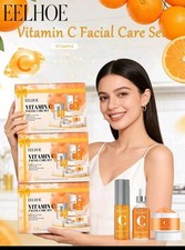Set de Cuidado Facial Vitamina C Hidratante Piel, Crema Facial, Suero, Tóner, Líneas Finas