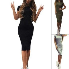 Moda Elegante Vestido Noche Delgado Sexy Sólido Verano 3 Colores Lápiz