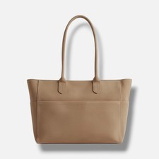 Bolso de Mano Mujer Quince Beige Italiano Gamuza Shopper