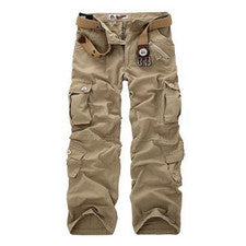 Pantalones sueltos rectos de camuflaje de varios bolsillos de moda informales para hombre