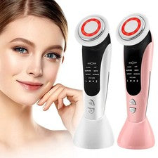 Masajeador facial EMS 7 en 1 con terapia de luz LED y compresa caliente herramienta para el cuidado de la piel