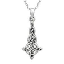 Collar Colgante Nudo de Brujas Pequeñas Plata de Ley 18" - Dije de Protección