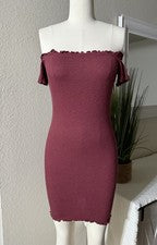 Moda Boutique Mujer Ciruela Fuera del Hombro Bodycon Verano Mini Vestido