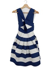 Parvenue Cocktailkleid Damen Kleid Elegant Minimalistisch Weiß Blau Größe 38