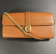 Bolso Bandolera Cole Haan Para Mujer Británico Cuero Guijarro Tostado Cartera En Una Cadena
