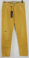 Nuevo chino Zero Construction Giall para hombre 31 x 30 amarillo tejido algodón botón mosca