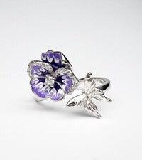 Anillo Ajustable Mariposa Pensamiento Púrpura Genuino Plata de Ley 925 💖