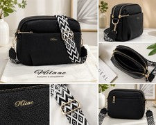 Bolso Bandolera HILAEX para Mujer Cartera de Cuero Antirrobo Multi Pequeño, Negro
