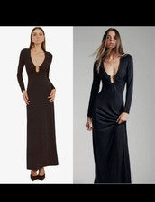 NUEVO CON ETIQUETAS BARDOT $129 Remmy Maxi Vestido Ajustado Contorno Negro Sexy Elegante Para Mujer XS 2