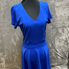 Vestido de moda Heliose para mujer talla grande azul línea A forrado