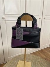Bolso con asa superior Ciccia muy pequeño, negro y púrpura