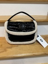 Bolso Bandolera Pajar Acolchado Puffer con Borde Sherpa Nuevo con Etiquetas