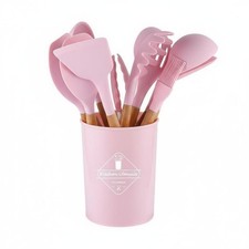 Juego de 12 utensilios de cocina con soporte resistente al calor para barbacoas, principiantes