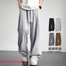 Pantalones finos de verano transpirables rectos holgados pierna ancha pantalones de playa para hombre EE. UU.