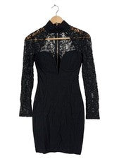 Vestido de cóctel Rare London mujer talla 36 negro encaje manga larga bodycon