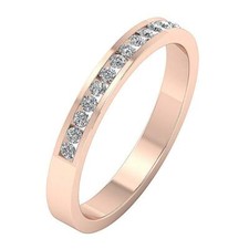 Anillo de compromiso de boda SI1 G 0,30 quilates diamante genuino conjunto de canales de oro rosa de 14 quilates