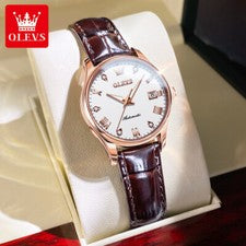 OLEVS Reloj Mecánico Automático Mujer Impermeable Luminoso Reloj Pulsera para Dama