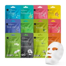 Paquete de 12 mascarillas faciales Celavi Essence - Mascarillas de hoja hidratantes para el cuidado de la piel