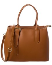 Bolso italiano de cuero con asa superior para mujer marrón