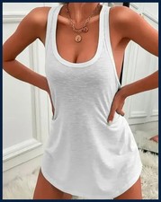 Vestidos para mujer 2026 verano moda cuello en U sin mangas informales lisos diarios mini.