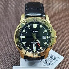 Casio MTP-VD01GL-1E analógico cuarzo esfera negra cuero negro reloj de vestir...
